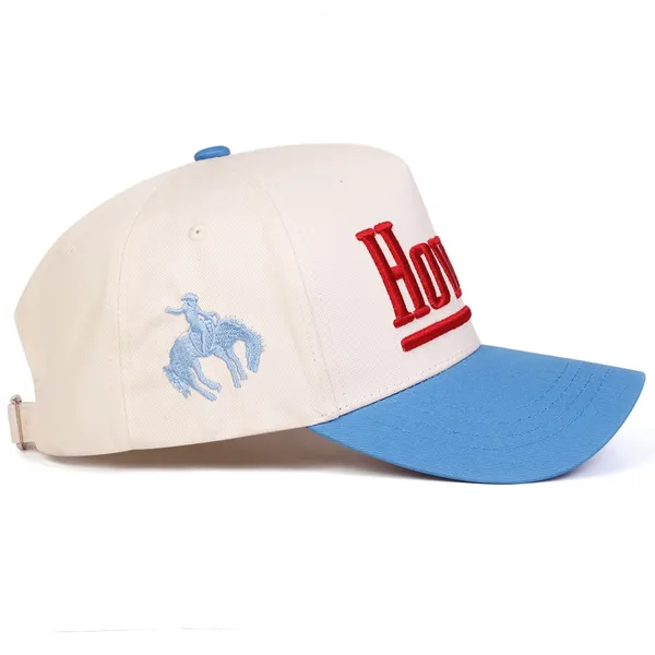 Howdy Cream Blue Embroidered Western Two-Tone Adjustable Baseball Cap - Image 3