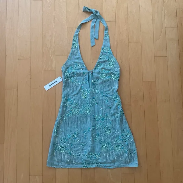 Princess Polly telenova halter green sequin mini dress - Image 2