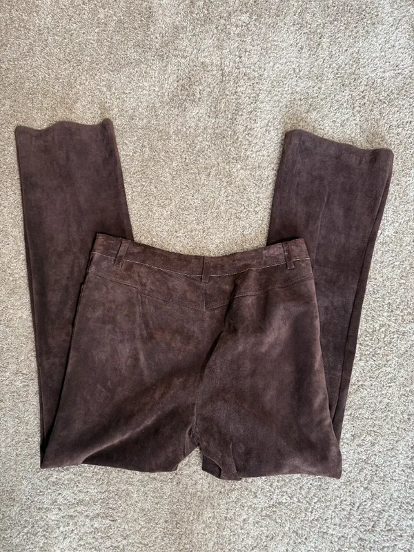 Brown suede 100% Leather Flare leg Pants - Image 6