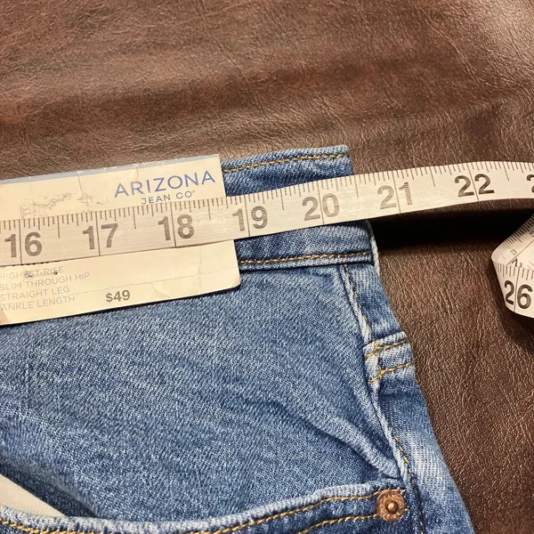 Arizona Jean Co Vintage Straight‎ Patchwork Distressed Jeans 23 New High Rise - Image 13