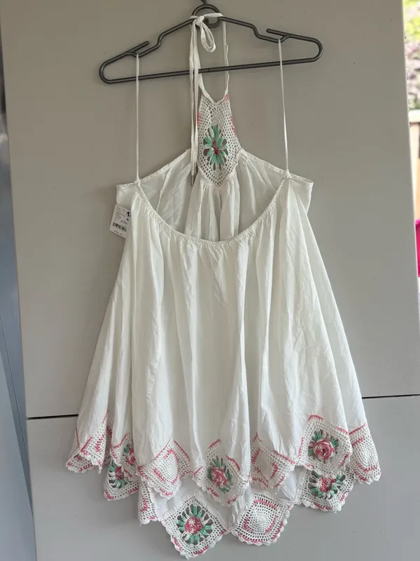 Free People Crochet Gardens Mini Dress size Large - Image 5