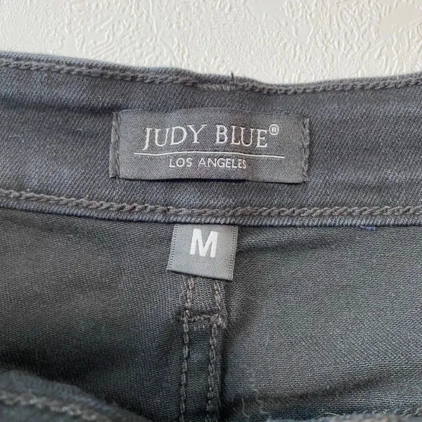 Judy Blue Medium Black High Rise Frayed Hem Denim Shorts Distressed - Image 4