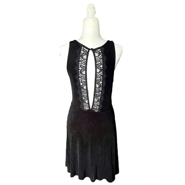 Free People Lady Jane Black Lace Open Back Fit & Flare Dress - Image 6