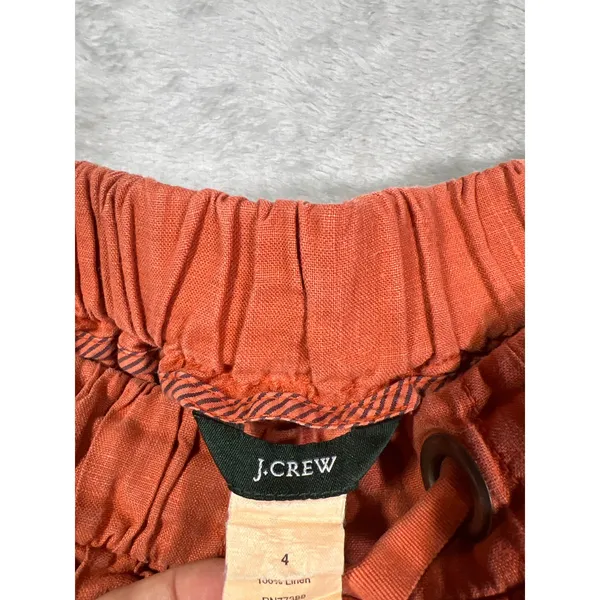 J.Crew Linen Mini Skirt Burnt Orange Elastic Waist Small 4 Lightweight - Image 2