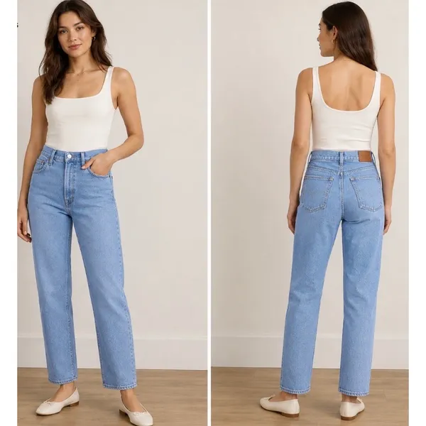 Madewell NWT Stovepipe Jeans Womens 28 High Rise Straight Leg Light Wash Denim - Image 2