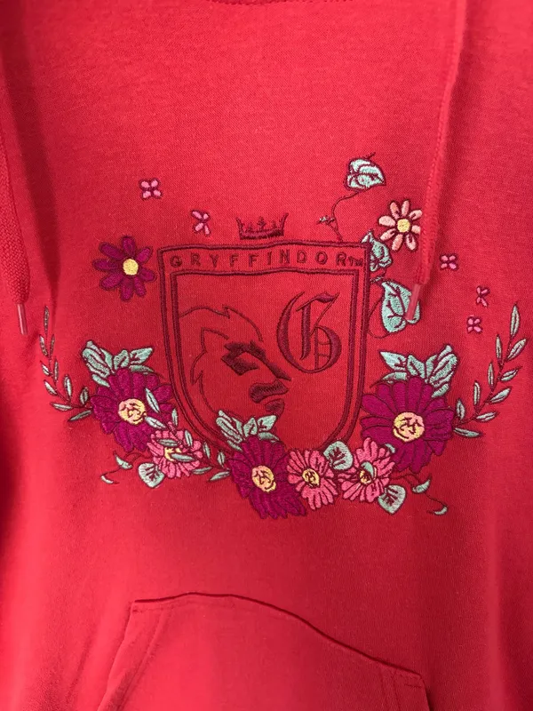 BoxLunch Harry Potter Floral Gryffindor Crest Hoodie Size XS - Image 2