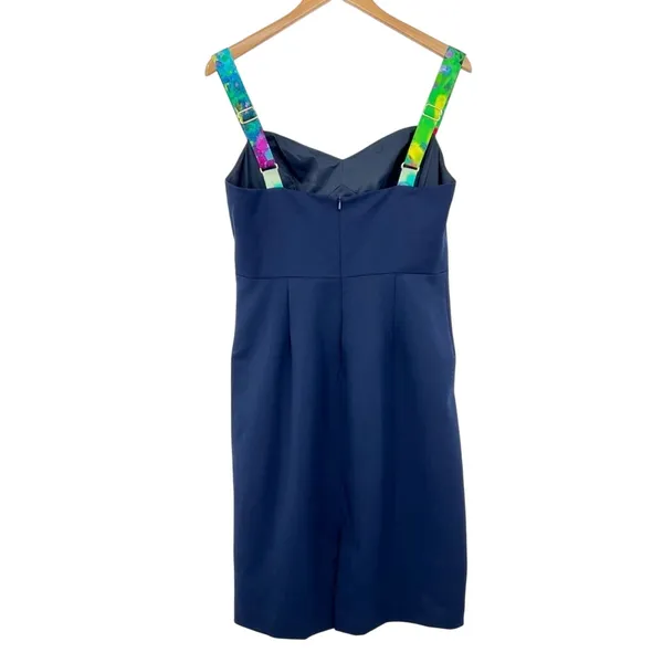 Black Halo dress 12 blue floral watercolor sweetheart sleeveless sheath NEW - Image 6