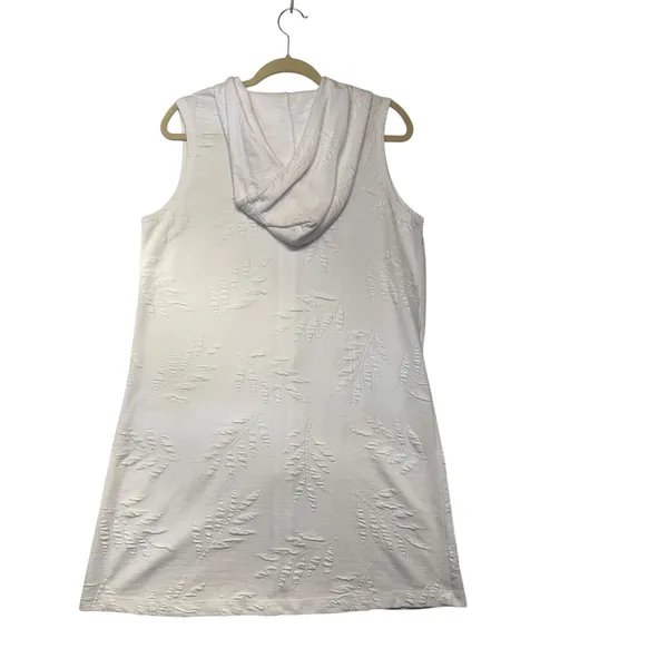 Dotti Womens White Textured Palm Leaf Zip Front‎ Sleeveless Hooded Cover Up M - Image 5