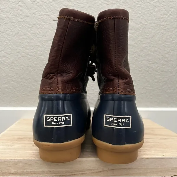 Sperry Saltwater Brown & Blue‎ Duck Boots 10 - Image 5