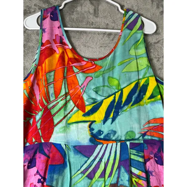 Jams World Volare Tropical Floral Sleeveless Midi Sundress Dress Women's Large - Image 4