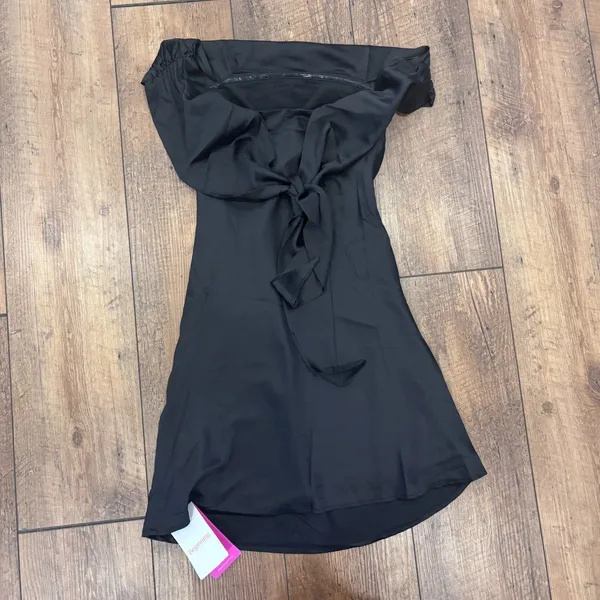 NWT Beginning Boutique Primrose Black Satin Off the Shoulder Mini Dress Womens 0 - Image 5