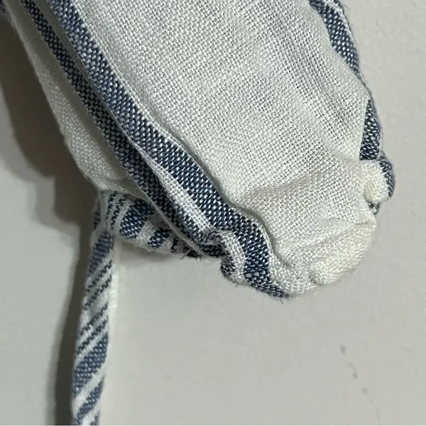 Altar'd‎ State White Blue Striped 100% Linen Mini Dress Off Shoulder Size Small - Image 3