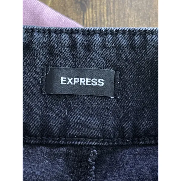 Express High Rise Wide Leg Trouser Jeans Sz 6 R Gray Denim Grunge Edgy Utility - Image 6