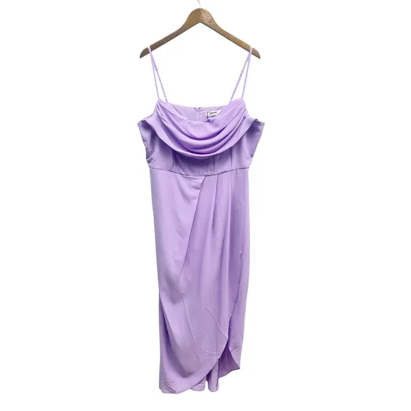 Showpo Andrina High Low Faux Wrap Corset Dress in Lilac size 16 NWT - Image 4
