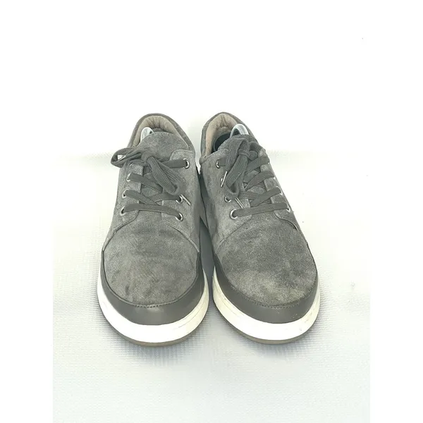 Donald J Pliner Miranda Platform Sneaker Size 9 Gray Suede Leather Lace Up Shoe - Image 4