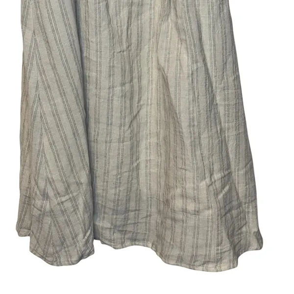 Mystree Womens Smocked Midi Dress Lined Striped Puff Sleeve Oatmeal Small NWT - Image 3