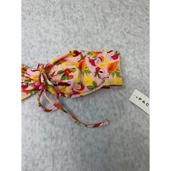 PacSun Swim Eco Pink Tropical Fruit Print Bandeau Bikini Top Small NWT 0385-066‎ - Image 2