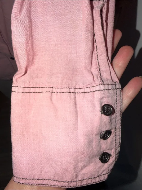 Free People Last Chance Cotton Button Down Pink Medium - Image 6