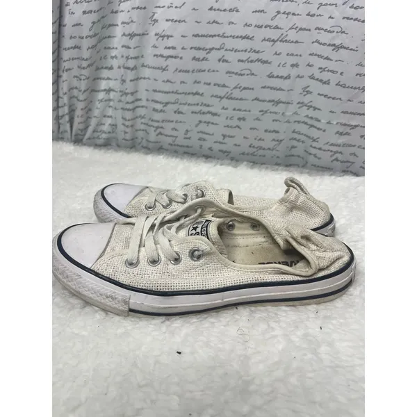Converse All‎ Star White Woven Slip On Sneakers size 8 bin 1 - Image 3