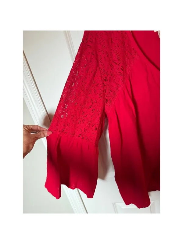 Knox Rose Red Lace Sleeve Blouse XXL - Image 5