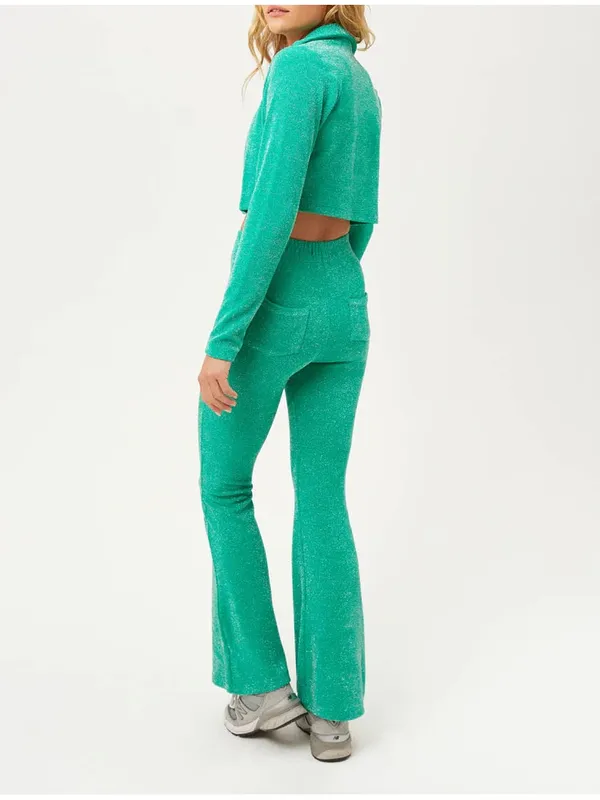 NWT Frankie’s Bikinis Johnson Terry Lurex Sweatpants Mistletoe Green Large - Image 3
