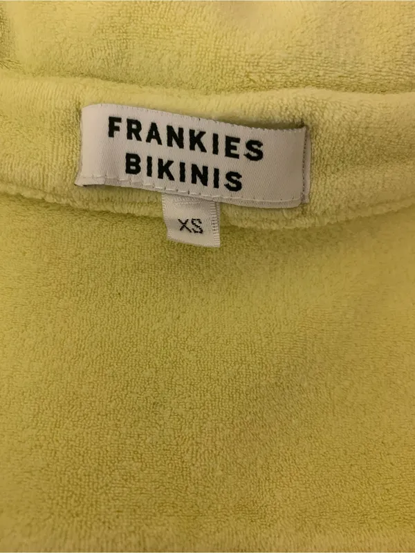 Frankies Bikinis Coco Top Yellow Terry Cloth Short Sleeve Button Up Shirt XS - Image 4