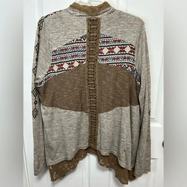 Miss Me Bohemian Patchwork Open Front Cardigan - Image 5