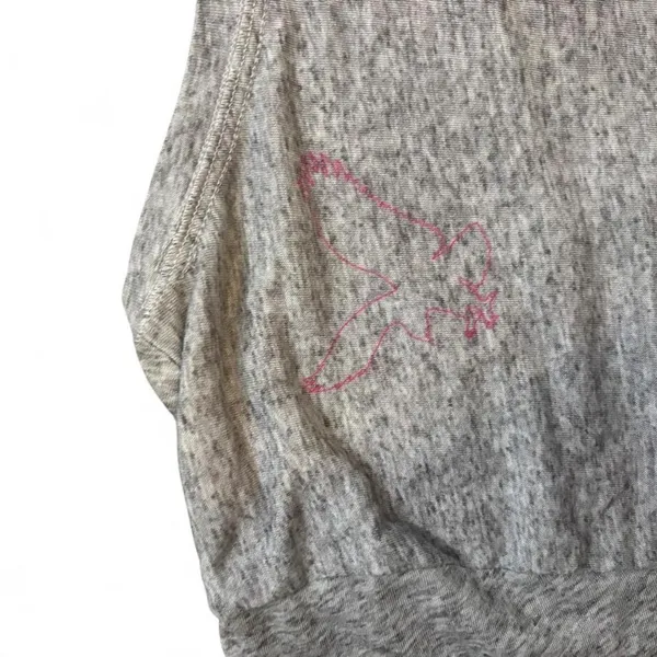 American Eagle Vintage T Burnout Tee Gray Pink Y2K 2000s Deep V Neck - Image 6