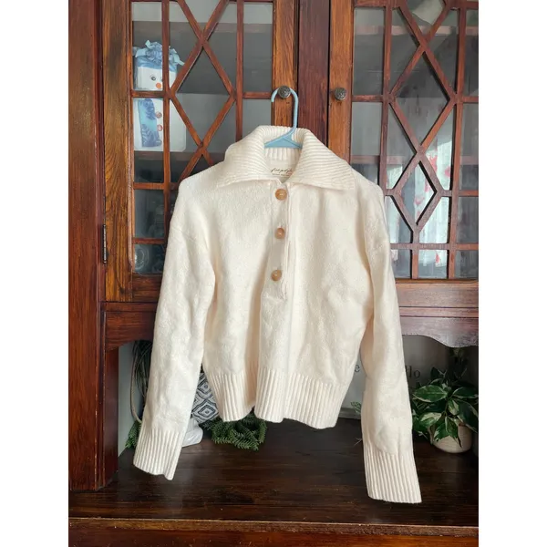 Free‎ People Trading Up Polo Sweater Cream Ivory XS - Image 2