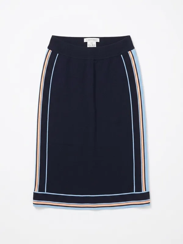 Reiss Maciee Skirt Women 4 Navy Blue NWT Striped Midi Pencil Pockets - Image 3