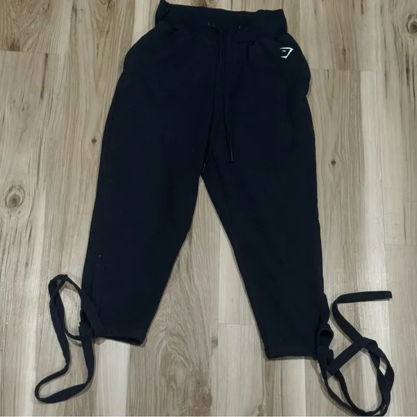 Gymshark Black Ark High Waisted Joggers with Ankle Ties Women’s Medium - Image 2