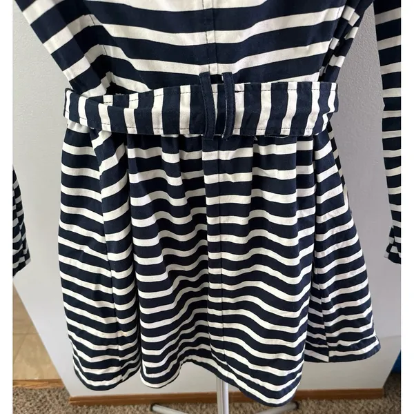 Express Women's Blue White striped double-breasted trench coat with belt Size M - Image 8