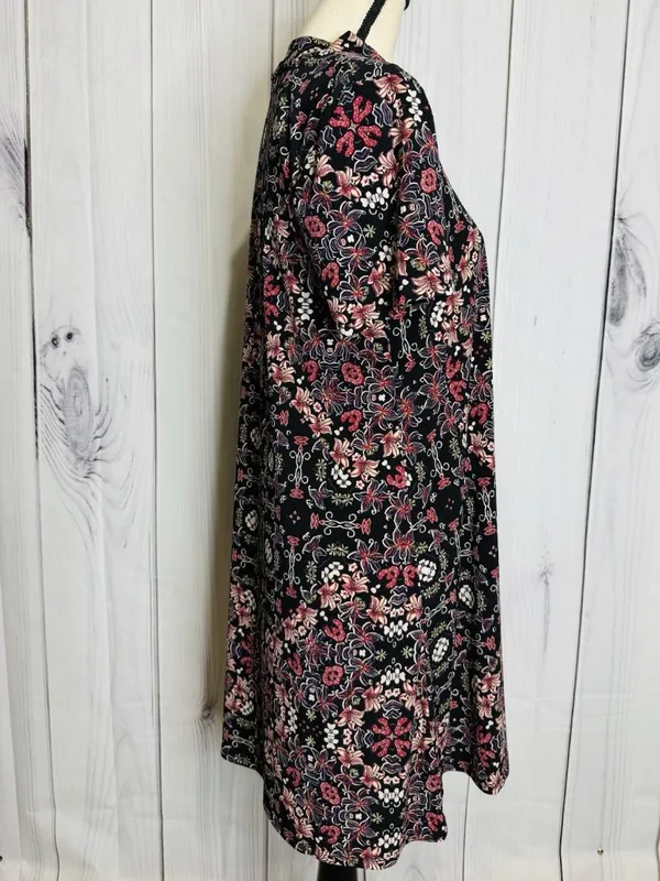 BCBGeneration Womens Size L Floral Short Sleeve A-Line Dress Mock Neck - Image 8