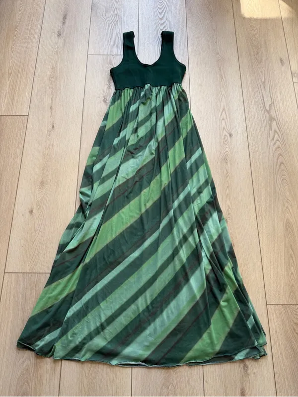 Dress To Clothing Boutique Brazil Sleeveless Green Maxi Dress Striped Size Small - Image 6