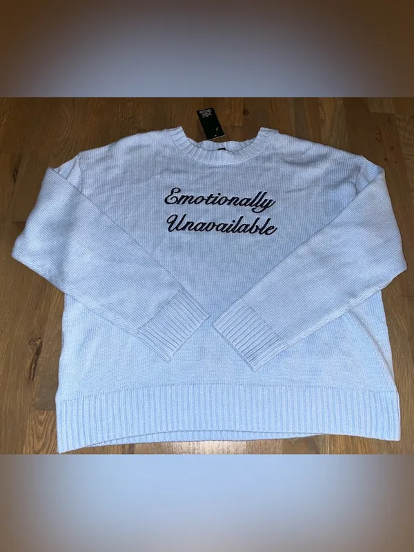 NWT Wild Fable Emotionally Unavailable Sweater XXL Light Blue Knit Pullover - Image 2