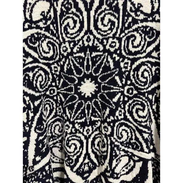 Free People Mandella‎ Intarsia Cardigan Knit Jacket Black/White Women's Size Lg - Image 12