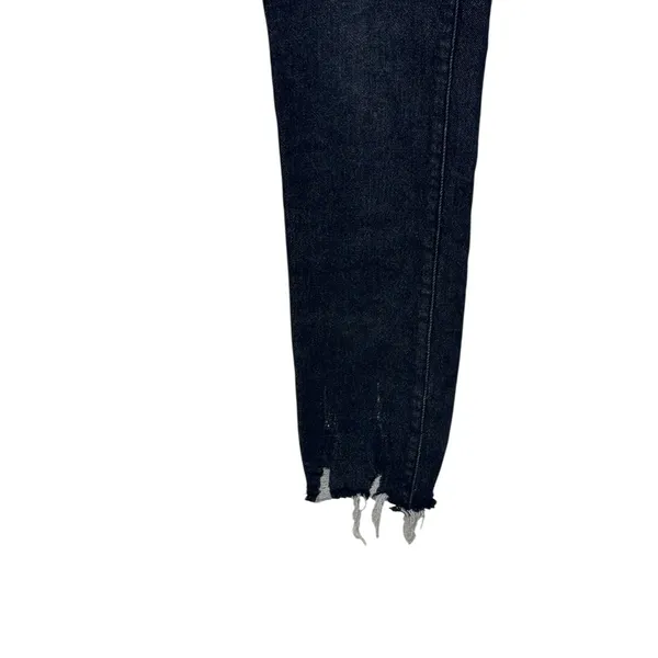 Risen Women's Jeans‎ Mid Rise Raw Hem Skinny RDP1420 Denim Dark Wash Black 28/7 - Image 3