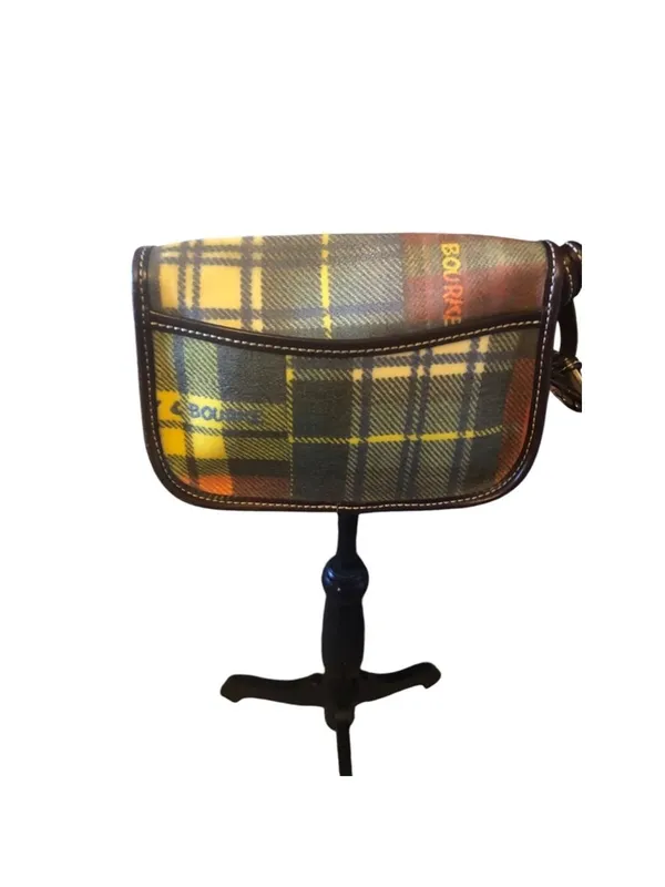 Dooney & Bourke Green Yellow Plaid Crossbody Bag with BLUE DUCK charm, Vintage - Image 5