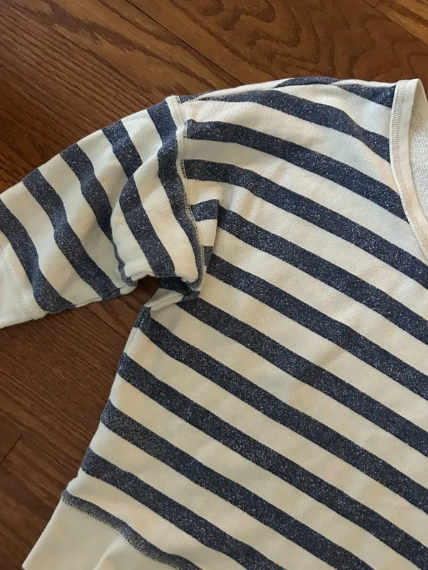 Aerie Scoop Neck Striped Lightweight Sweatshirt Size Large Drop Shoulder Comfy - Image 5