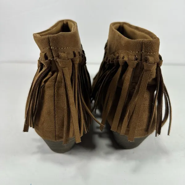 American Eagle Brown Suede Fringe Ankle Boots Booties - Women’s Size 9 - Image 4