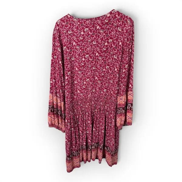 American Eagle Womens XL Long Boho Paisley Floral Gathered Mini Dress - Image 3