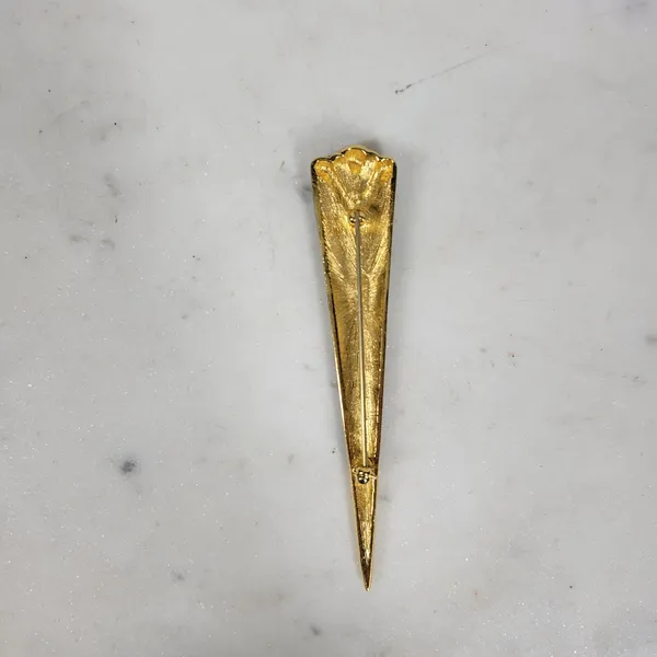 Monet Vintage Enamel Brooch Pin Black Gold Tone Art Deco Statement Jewelry - Image 9
