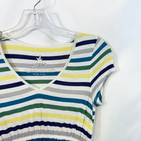 VTG Aerie Small Babydoll Top Y2K Striped Empire Waist Softi Girl‎ Grunge 169 - Image 5