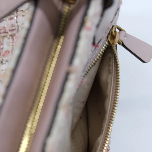 Guess Tweed Tote Women Pink Gold Coquette Small Crossbody Bag - Image 13
