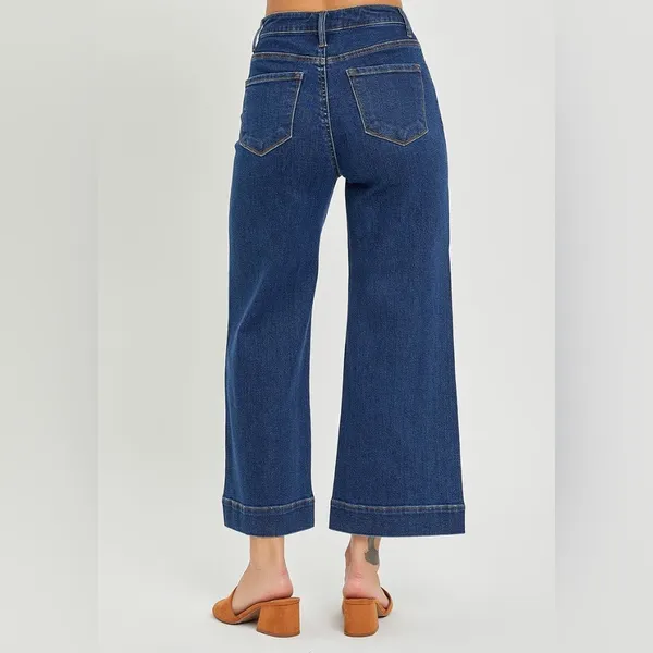 RISEN Jeans High Rise Wide Leg Button Fly Dark Wash Denim Size 2X 18 / 20 NWT - Image 2