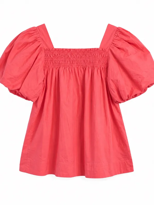 Maeve Anthropologie Puff-Sleeve Smocked Blouse Womens S Pink NWT - Image 6