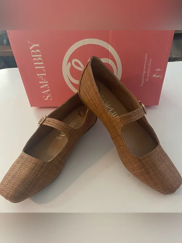 NWT Sam & Libby Women’s Fredi Tan Textured Mary Jane Flats with Buckle - Image 2
