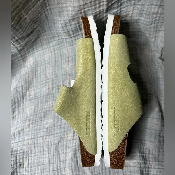 Birkenstock Arizona Suede Glitter Yellow Sandals - Image 4