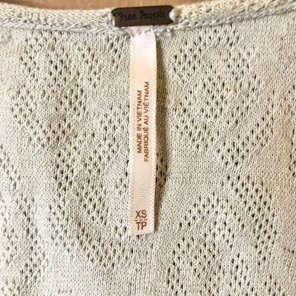 Free People Vintage Mixed lace Sheer Smocked Top Light Blue XS - Image 3