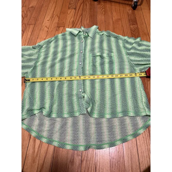 Free People NWT Green Line Up Mesh Oversized Button Down Top Size Medium - Image 7